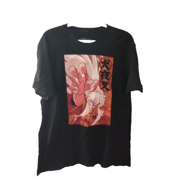 Inuyasha Mens Large Black T-Shirt Half-Demon Sword Anime Manga Japanese Red 2009 - Picture 1 of 6